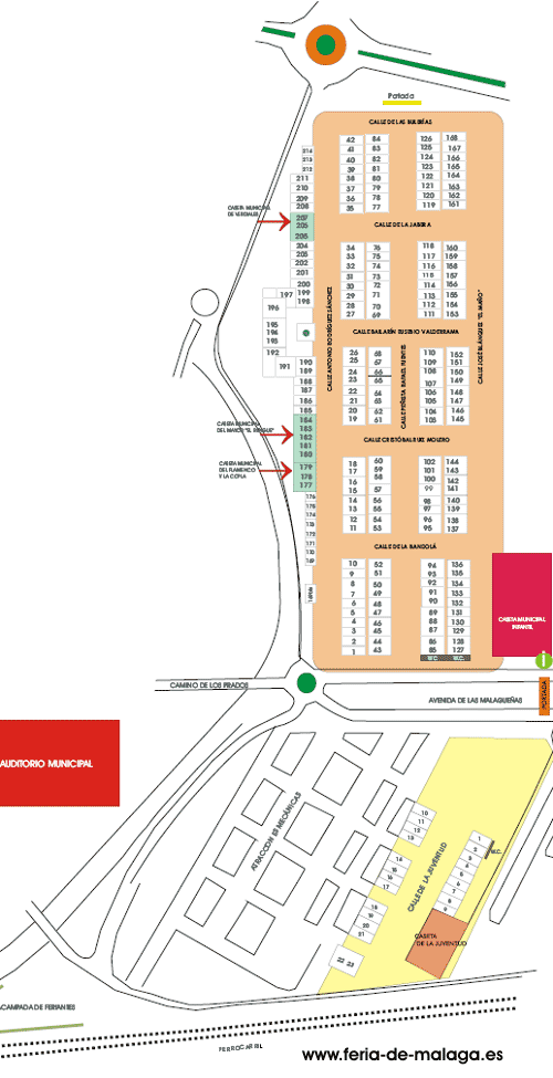 Plano de la Feria de Málaga y Ubicación de las Casetas