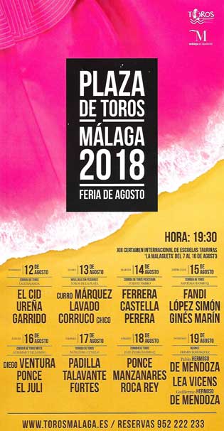 Cartel toros Feria de Málaga 2018